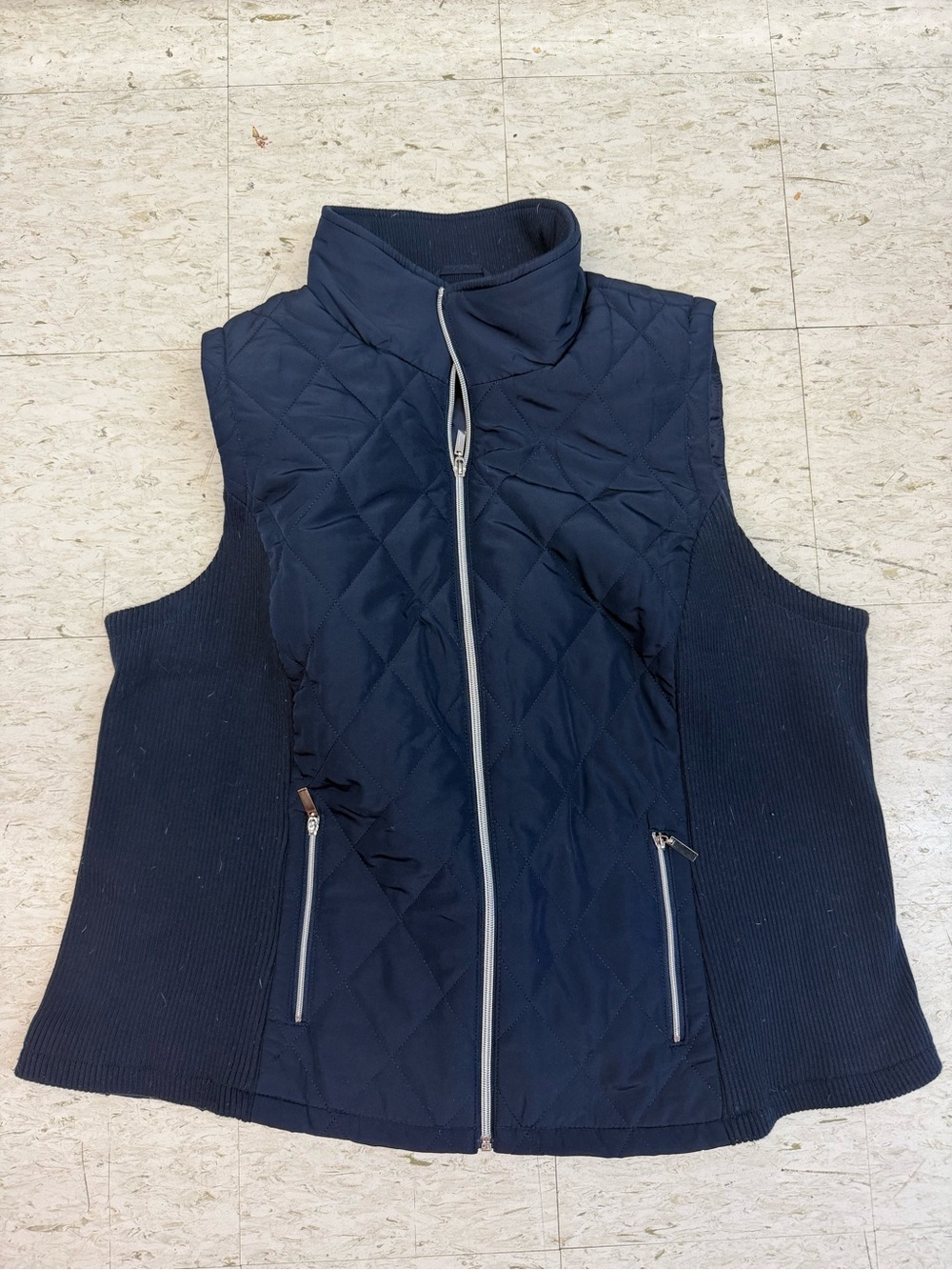 Quilted Navy Sleeveless Vest Jacket - Women